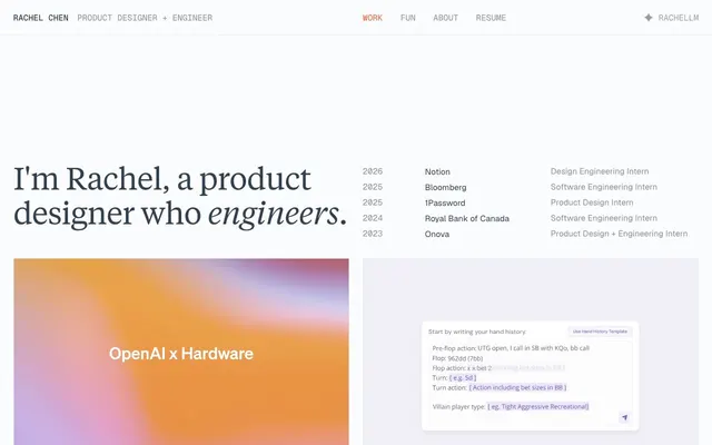 Captura de la portada de rachelchen.tech