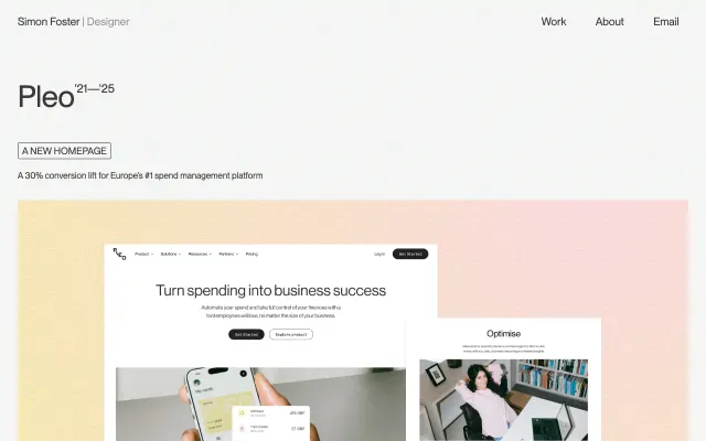 Captura de la portada de simonfosters.website